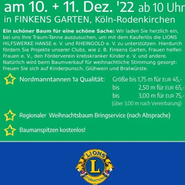 A Tännchen please! 

Nehmen Sie heute in Köln-Rodenkirchen noch bis 17Uhr Ihren #Weihnachtsbaum mit und unterstützen Sie mit Ihrem Kauf des Baumes @krebs.ist.doof

#Bratwurst, #Glühwein und #gutestimmung gibt es ebenfalls!

#kölnersüden #lionsclubinternational #lionsclub #kölnliebe #kölnerweihnachtsmarkt #kölnergram #kölnistschön #kölnrodenkirchen #kölnbloggt #kölnblogger #kölnstagram #rodenkirchen #immendorf #rondorf #hahnwald #sürth #wesseling #weiß #koelscheecken #kölscheweihnacht #kölschesproch